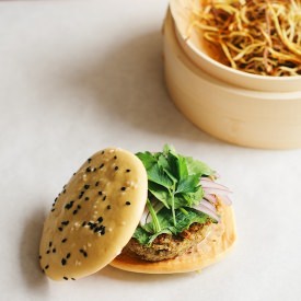 Mung Bean-Leek Burgers - Recipe photo by dollyandoatmeal