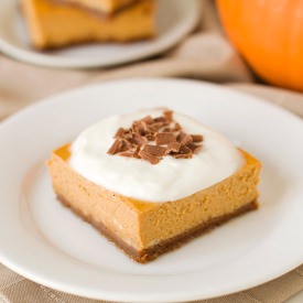 Lighter Pumpkin Cheesecake Bars - Recipe photo by texanerin