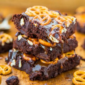 Salted Caramel Pretzel Brownies - Recipe photo by Averie