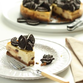 Oreo Topped Chocolate Cheesecake - Recipe photo by ScaredyCatKitchen