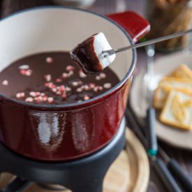 Chocolate Peppermint Fondue - Recipe photo by FoodFanatical
