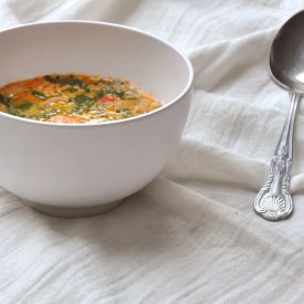 Coconut-Garlic Prawn Broth - Recipe photo by peppercorns
