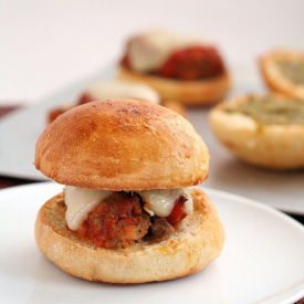 Mini Meatball Sliders with Pesto - Recipe photo by lcrowther