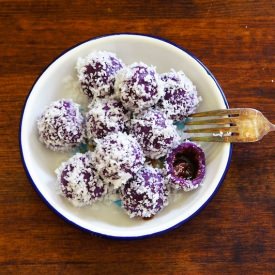 Purple Sweet Potato Ondeh Ondeh - Recipe photo by seasaltwithfood