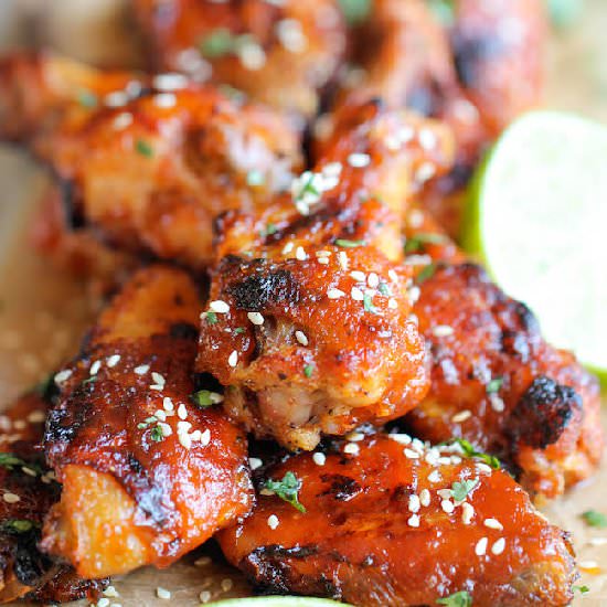 Baked Honey Sriracha Wings - Recipe photo by damndelicious
