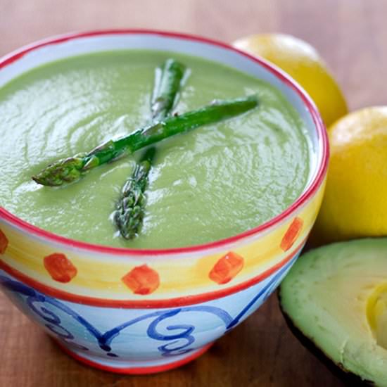 Roasted Asparagus Avocado Soup - Recipe photo by Cook Eat Well