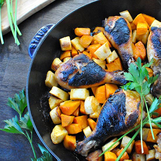 Crispy Chix & Root Veggies Skillet - Recipe photo by thepigandquill