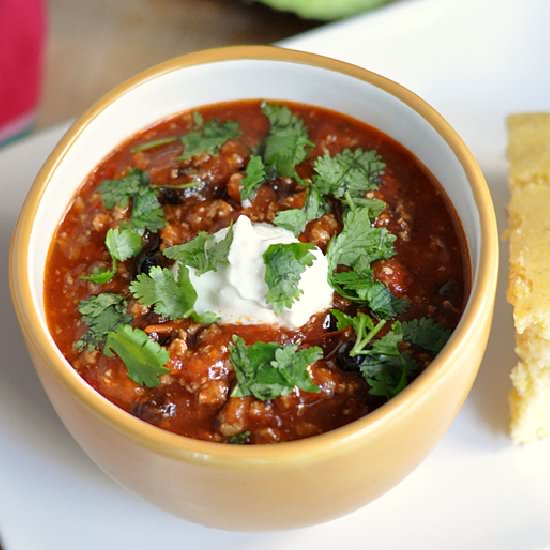 Quick Turkey Chili - Recipe photo by Cherished Bliss
