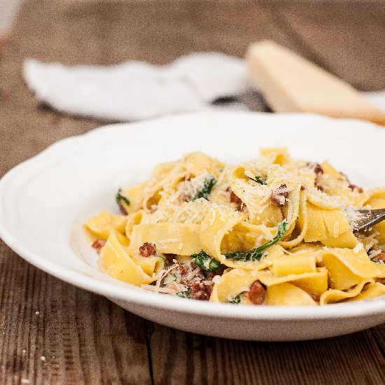 Fresh Pappardelle Carbonara - Recipe photo by vikalinka