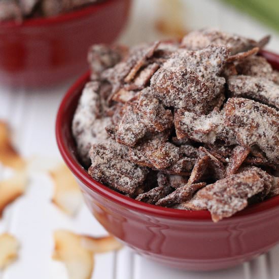 Toasted Coconut Muddy Buddies - Recipe photo by LowCarbOneDay