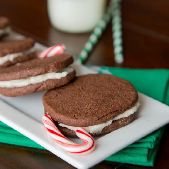 Peppermint Sandwich Cookies - Recipe photo by dinnersdishesanddesserts