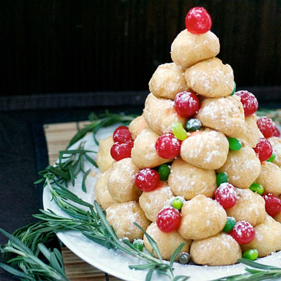 Festive Cream Puff Christmas Tree - Recipe photo by SheKnows Food Editor