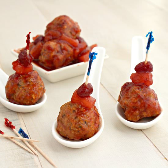 Cranberry-Pineapple Glazed Meatball - Recipe photo by Kitchen Simmer