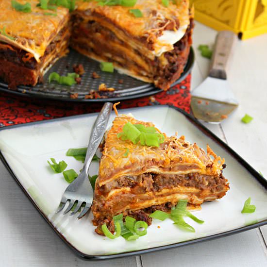 Enchilada Beef and Bean Pie - Recipe photo by Kitchen Simmer