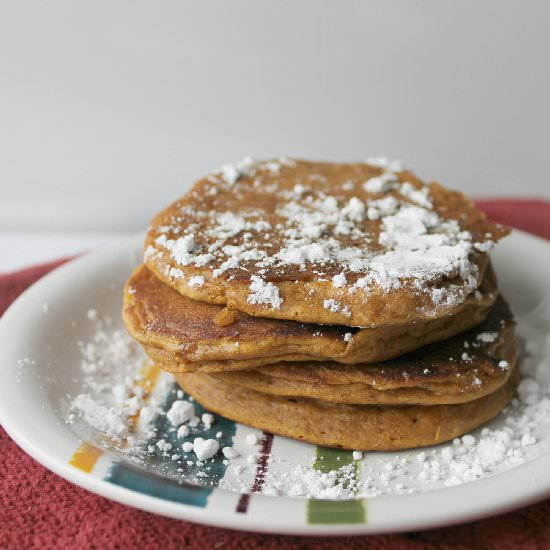 Healthier Pumpkin Spice Pancakes - Recipe photo by kmd2786