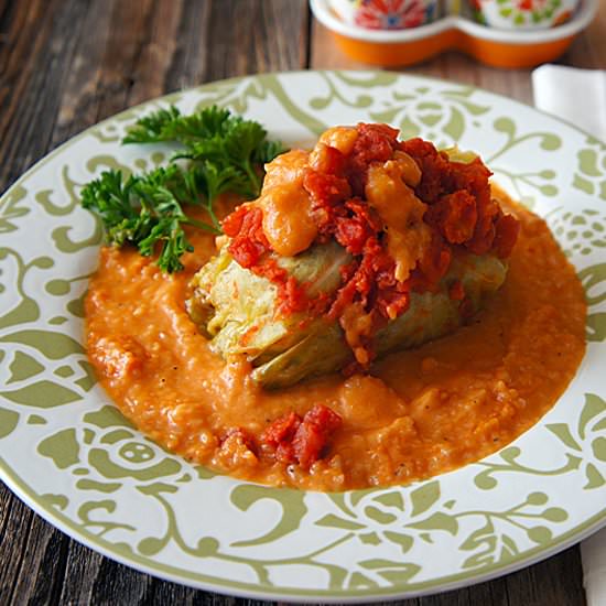 Cabbage Rolls with Creamy Tomatoes - Recipe photo by Unruly Bliss