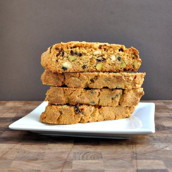 Cranberry and Pistachio Biscotti - Recipe photo by PinchandSwirl