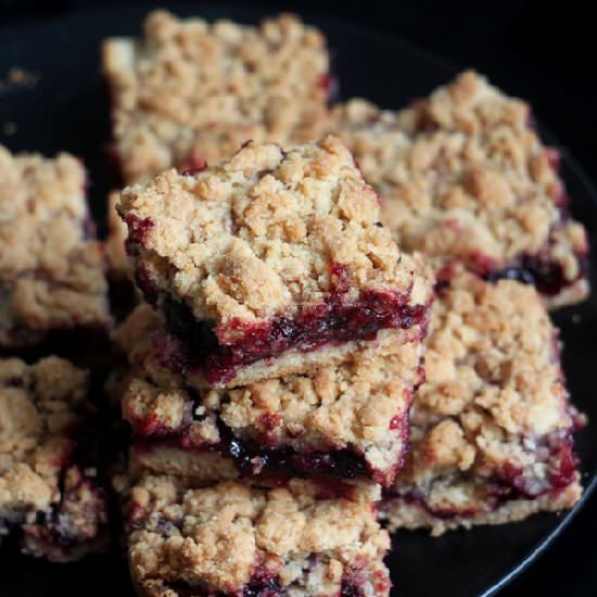 Crumble Bars with Black Currant Jam - Recipe photo by ievamarija