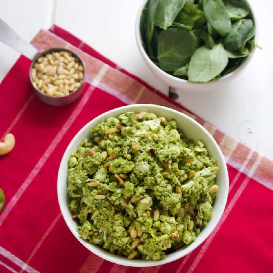 Crock-Pot Pesto Chicken Salad - Recipe photo by lexiscleankitchen