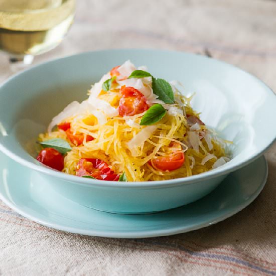 Baked Spaghetti Squash w/ Tomatoes - Recipe photo by BestRecipeBox