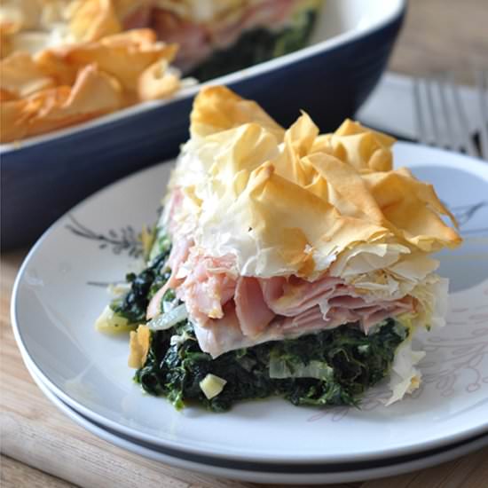Spinach and Ham Filo Pie - Recipe photo by droolfactor