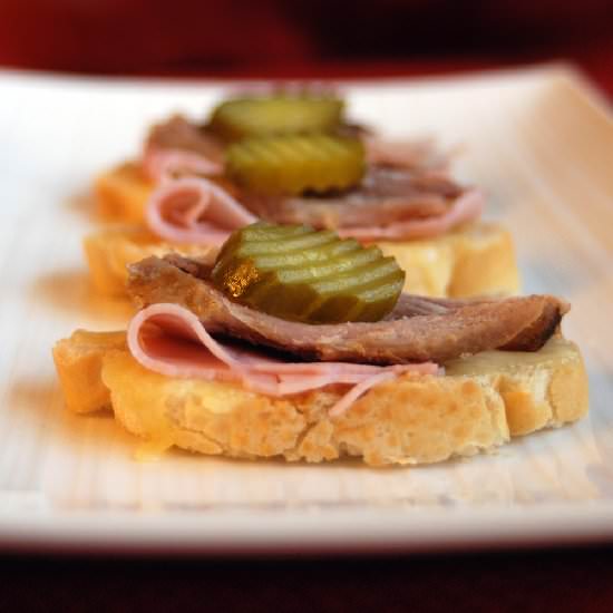 Cuban Sandwich Crostini - Recipe photo by loveandduckfat