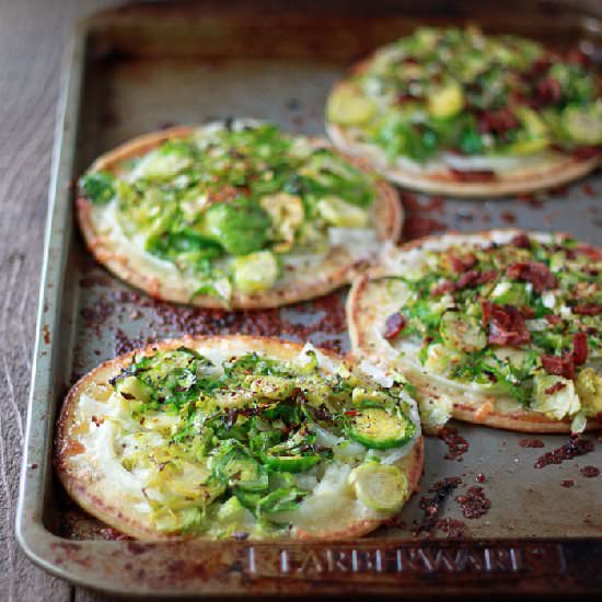 Brussels Sprouts Pita Pizzas - Recipe photo by Kitchen Treaty
