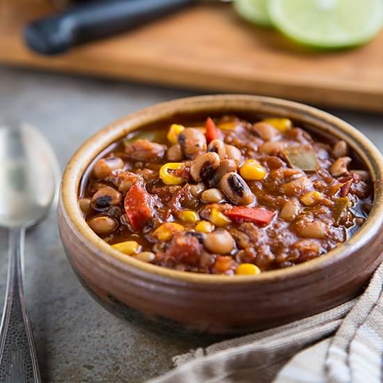 Blackeyed Pea Chili Quinoa Corn - Recipe photo by goodneighbor