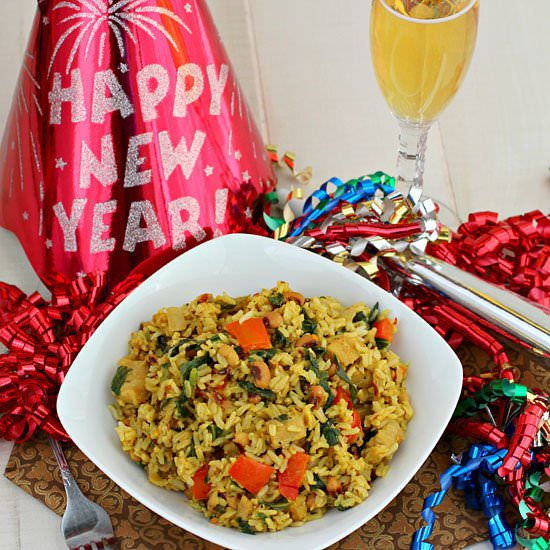 Hoppin' John Good Luck Rice Pilaf - Recipe photo by Kitchen Simmer