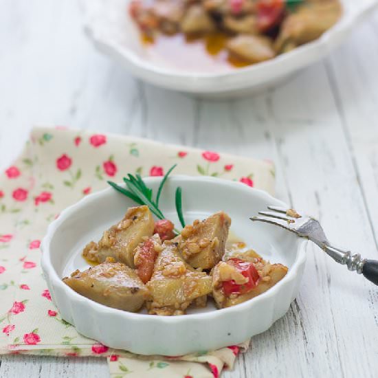 Artichokes Al Ajillo - Recipe photo by kitchentonirvana.com