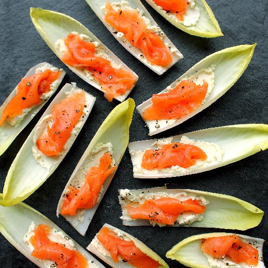 Endive with Salmon + Boursin Cheese - Recipe photo by Gluten Free Blondie