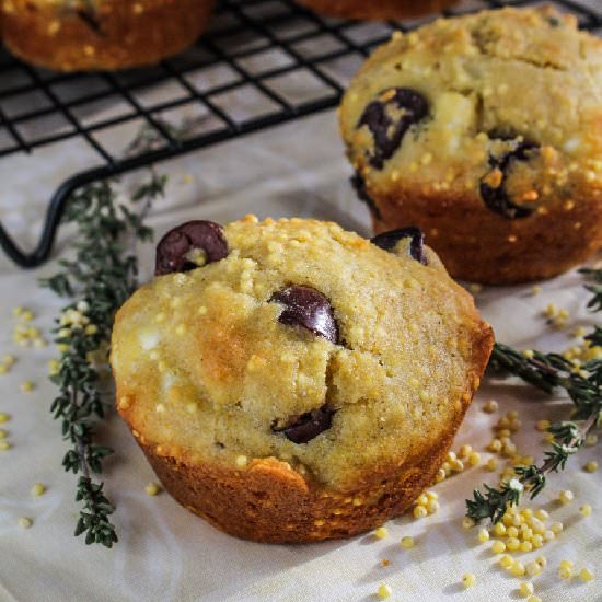 Savory Feta-Olive Corn Muffins - Recipe photo by kitchendoor