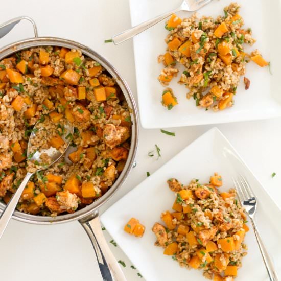 Baked Chicken & Squash w/Farro - Recipe photo by prettylittledishes