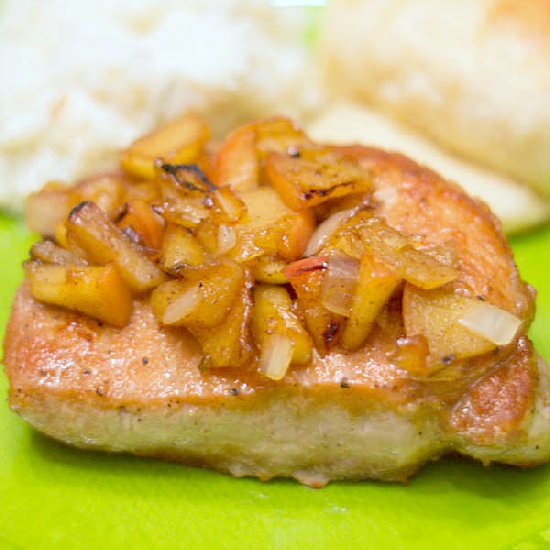 Pork Chop with Apple Compote - Recipe photo by clarkscondensed
