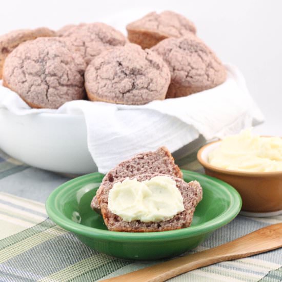 Blue Corn Muffins-Salted Honey Ghee - Recipe photo by HealthStartsintheKitchen
