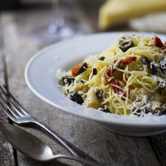 Angel Hair with Artichokes - Recipe photo by Stiers Aesthetic
