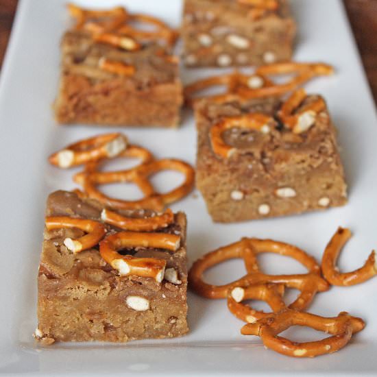 Salted Caramel Pretzel Blondies - Recipe photo by If You Give A Blonde A Kitchen