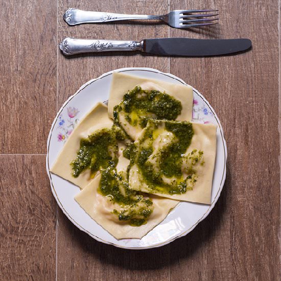 Ravioli al Pesto - Recipe photo by fotografandoamesa