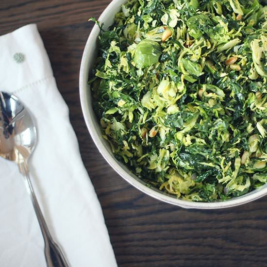 Kale + Brussels Sprouts Salad - Recipe photo by plumpie