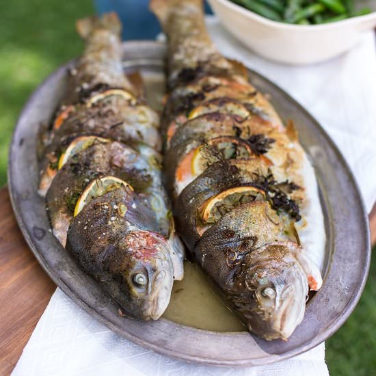 Grilled stuffed whole trout - Recipe photo by The Food Fox