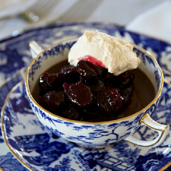 Pots de Créme & Brandied Cherries - Recipe photo by Just a Smidgen