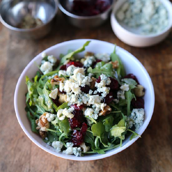 Arugula Salad Cranberry Blue Cheese - Recipe photo by misspickledplum