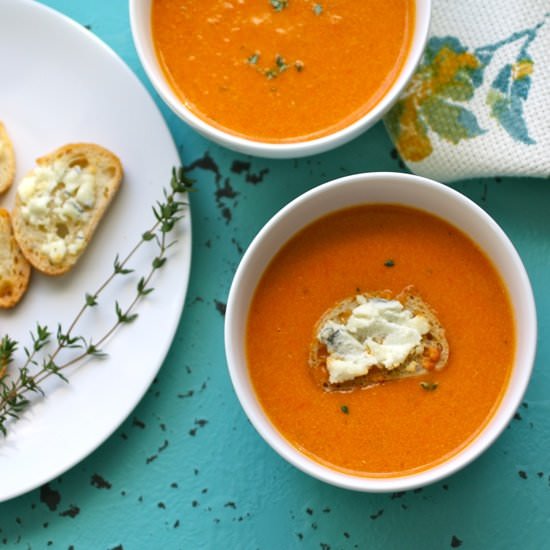 Roasted Tomato Bisque with Croutons - Recipe photo by Grabaplate