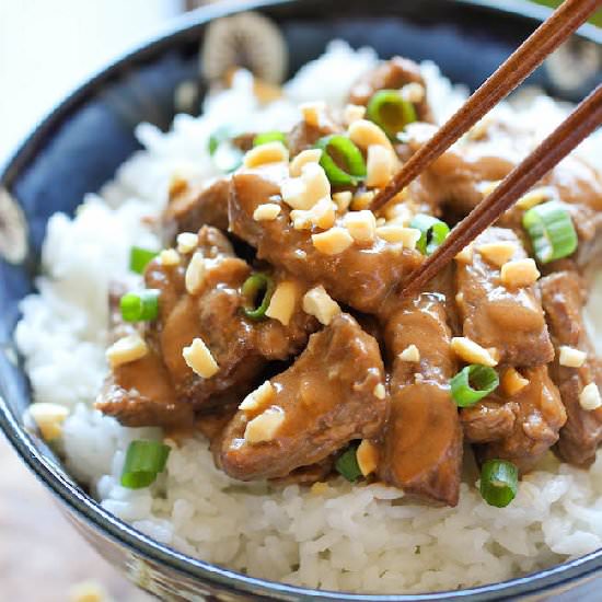 Thai Peanut Beef - Recipe photo by damndelicious