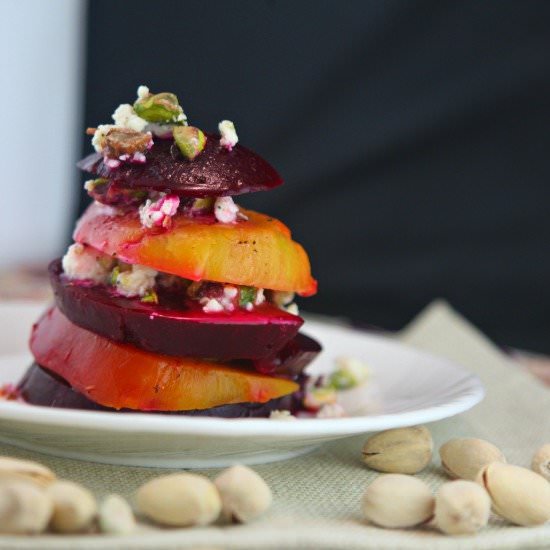 Roasted Beet and Feta Cheese Stacks - Recipe photo by Food Done Light