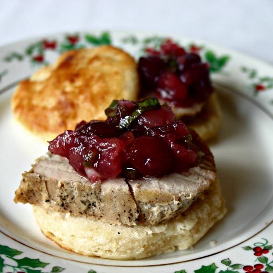 Pork Loin on Cornmeal Biscuits - Recipe photo by lifeloveandgoodfood
