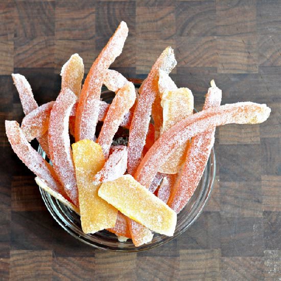 Honey Ginger Candied Grapefruit - Recipe photo by PinchandSwirl