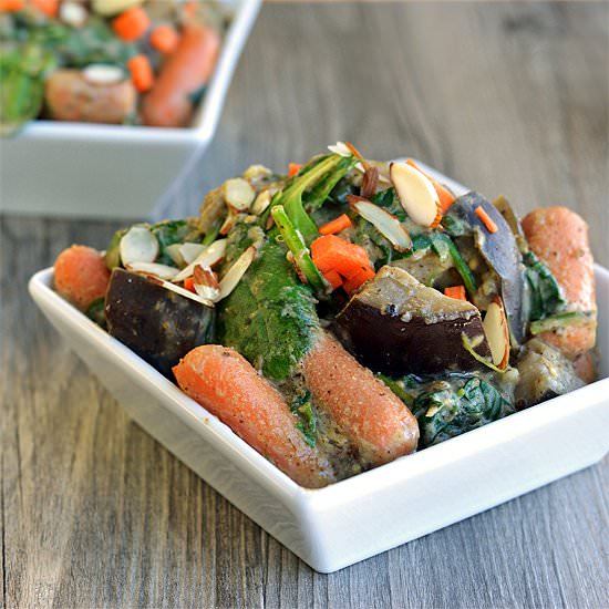Coconut Almond Veggie Green Curry - Recipe photo by Paleo Fondue