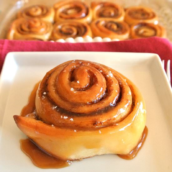 Salted Caramel Cinnamon Rolls - Recipe photo by MomWhatsForDinner