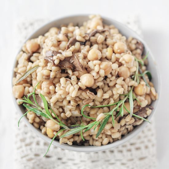 Pearl Barley with Wild Mushrooms - Recipe photo by FoodPornVeganStyle